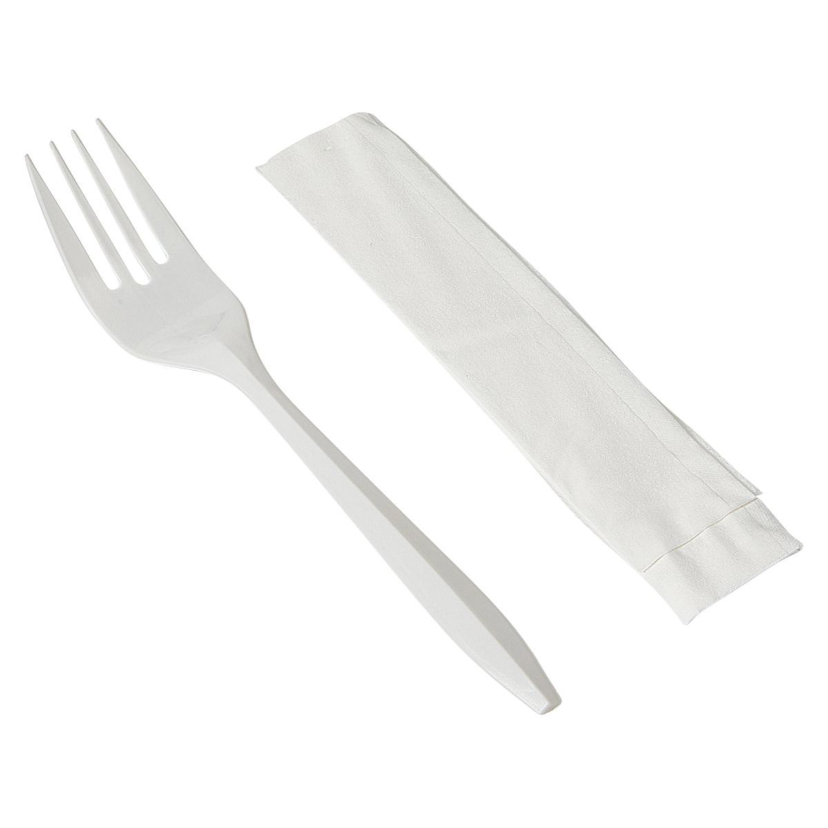 Victoria Bay 2PC Cutlery Kit PP White Medium Weight With Napkin,Fork 1000/Case