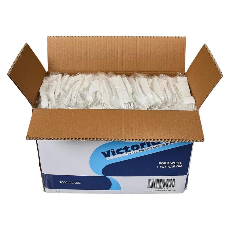 Victoria Bay 2PC Cutlery Kit PP White Medium Weight With Napkin,Fork 1000/Case