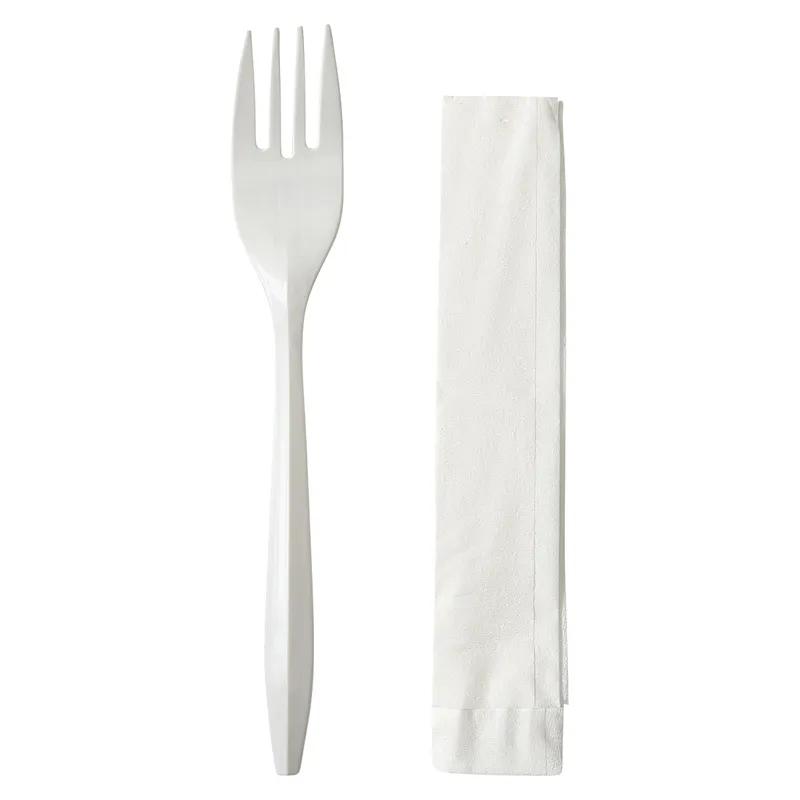 Victoria Bay 2PC Cutlery Kit PP White Medium Weight With Napkin,Fork 1000/Case