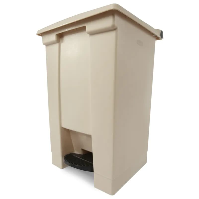 Trash 1-Stream Trash Can 15.94X16.5X24.5 IN Beige Resin With Hinged Lid Step-On 1/Each
