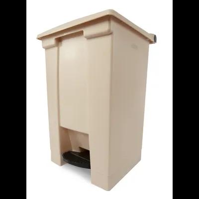 1-Stream Trash Can Beige Resin With Hinged Lid Step-On 1/Each