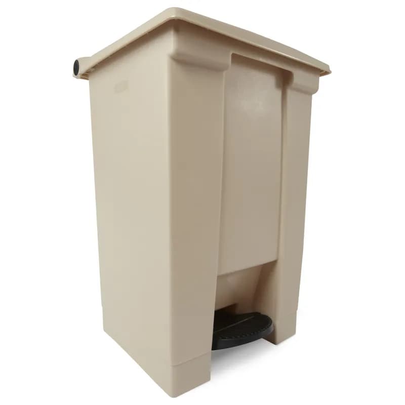 Trash 1-Stream Trash Can 15.94X16.5X24.5 IN Beige Resin With Hinged Lid Step-On 1/Each