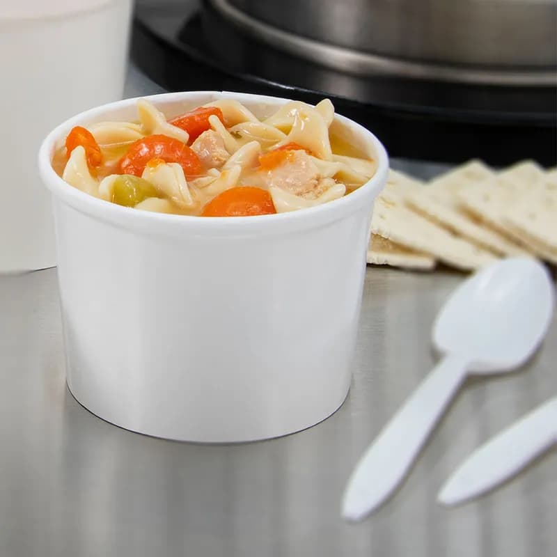 Solo® Flexstyle® Soup Food Container Base 12 OZ DSP White Squat Freezer Safe 25 Count/Pack 20 Packs/Case