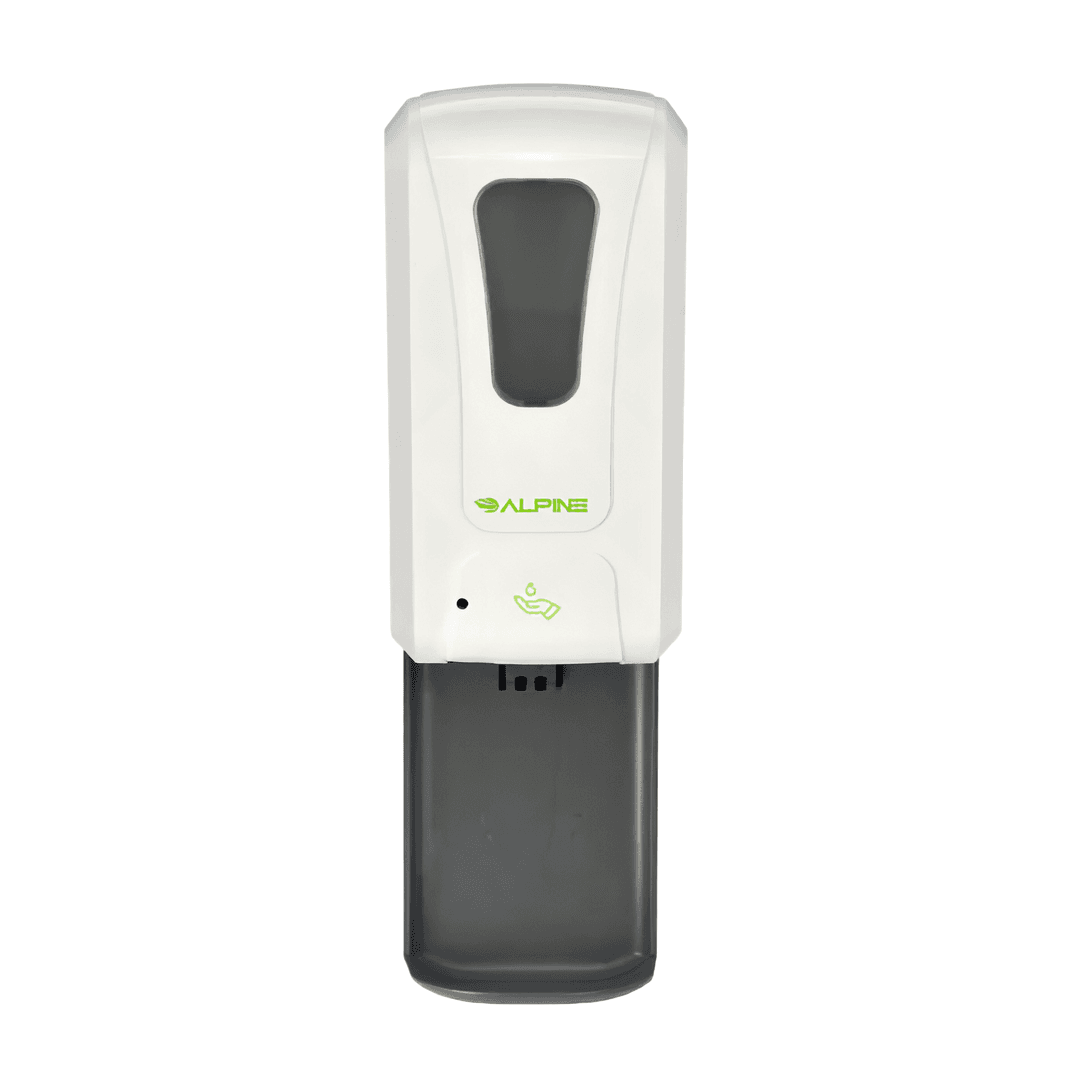 Hand Sanitizer & Soap Dispenser Liquid Gel 1200 mL White ABS Touchless Surface Mount With Drip Tray 1/Each