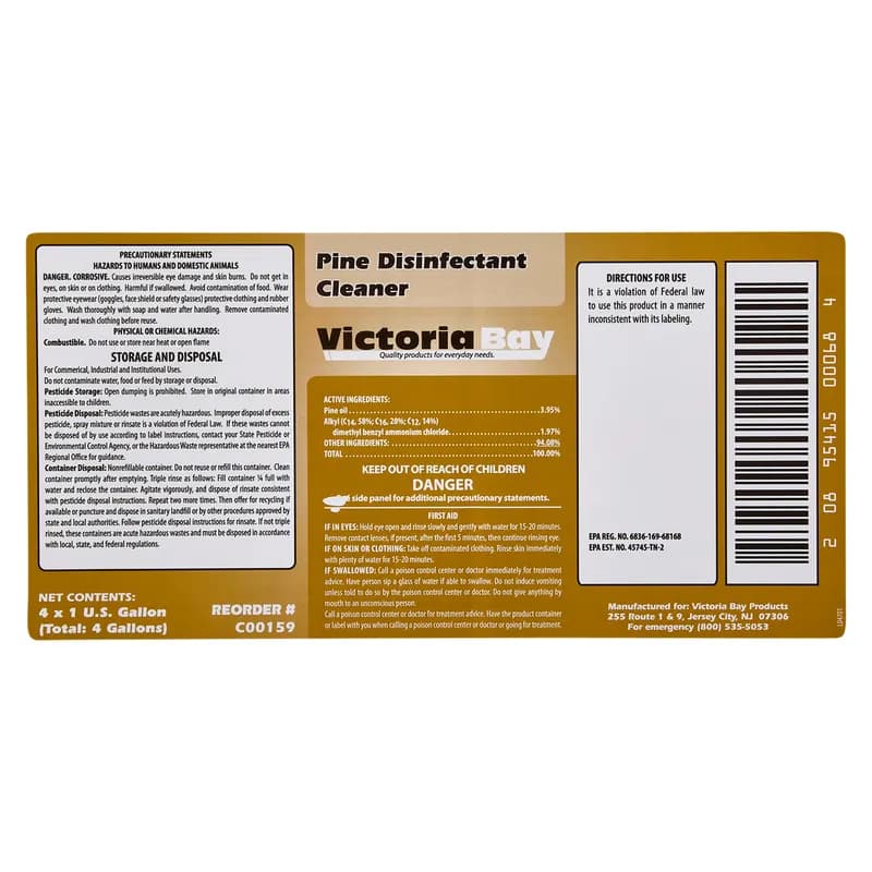 Victoria Bay Pine Disinfectant Cleaner 1 GAL 4/Case