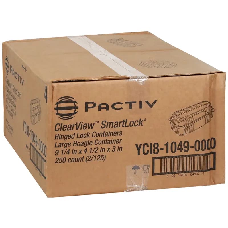 Hoagie & Sub Take-Out Container Hinged With Dome Lid 9.3X4.5X3 IN OPS Clear Rectangle 250/Case