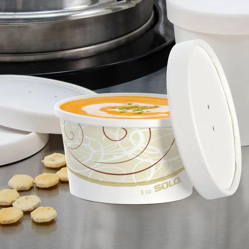 Solo® Flexstyle® Food Container Base & Lid Combo 8 OZ DSP Symphony® Squat 25 Count/Bag 10 Bags/Case 250 Count/Case