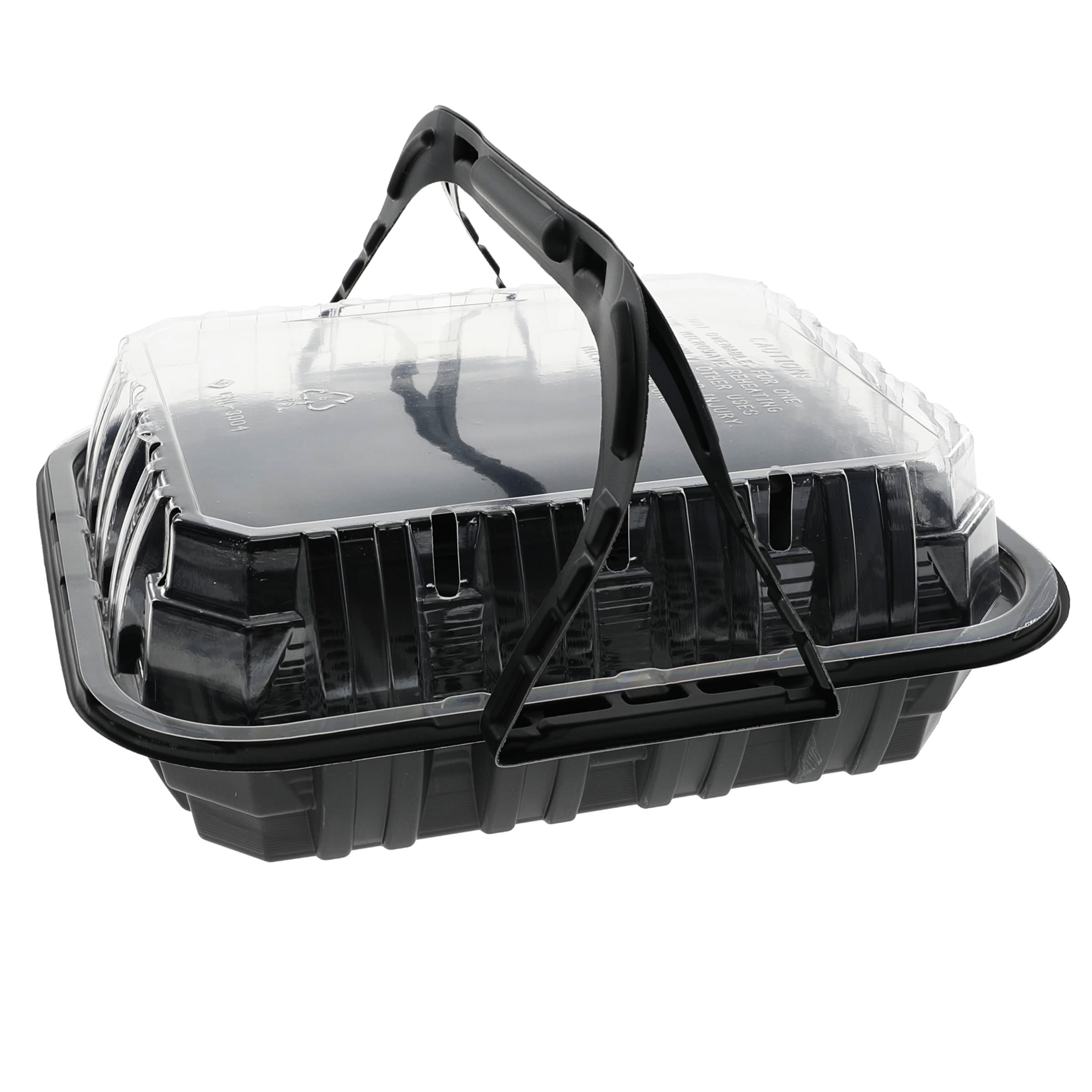 MealMaster® Chicken Container & Lid Combo With Dome Lid Small (SM) 4 Piece MFPP OPS Black Clear With Handle 100/Case