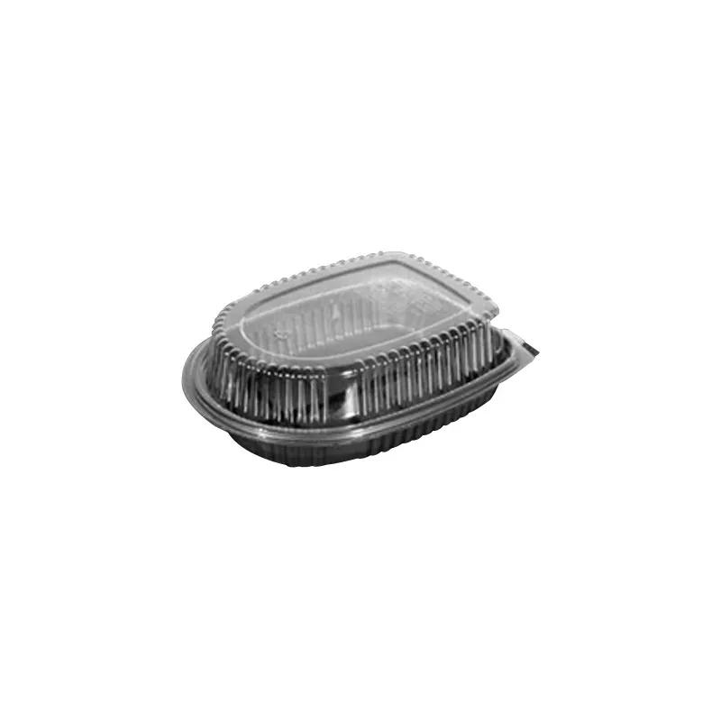 Roasted Chicken Roaster Container & Lid Combo With Low Dome Lid Large (LG) 10.4X7.9X3 IN MFPP OPS Black Clear 100/Case