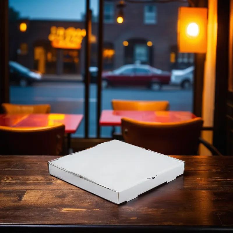 Pizza Box 20X20X2 IN Corrugated Cardboard White Kraft Fluted B-Flute 25/Bundle