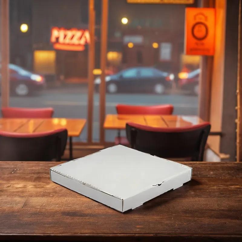 Pizza Box 20X20X2 IN Corrugated Cardboard White Kraft Fluted B-Flute 25/Bundle