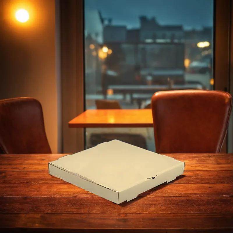 Pizza Box 20X20X2 IN Corrugated Cardboard White Kraft Fluted B-Flute 25/Bundle