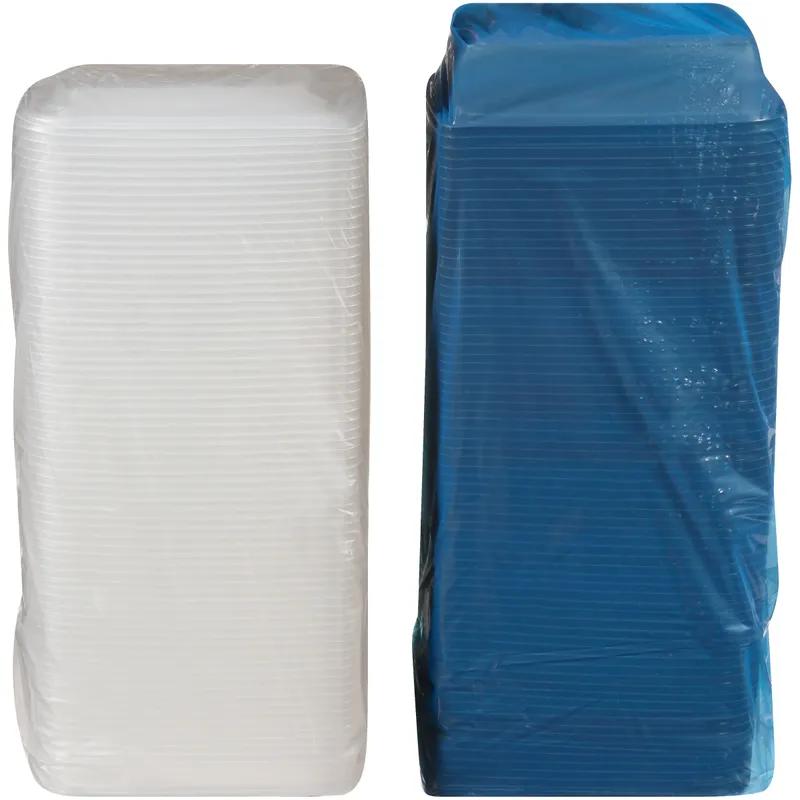 Take-Out Container Base & Lid Combo With Dome Lid Medium (MED) 30 OZ PP Black Clear Rectangle 150/Case