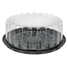 Cake Container & Lid Combo With Dome Lid 9X3.5 IN OPS Clear Black Round Shallow 100/Case