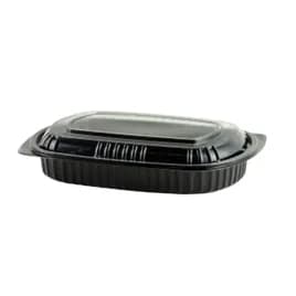 Cold Take-Out Container Base & Lid Combo 32 OZ PET Black Clear Microwavable-Base Only 125/Case