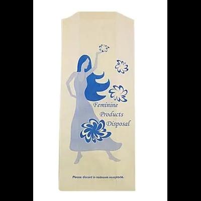 Menstrual Care Sanitary Bag 4X2X9 IN White Blue Bleached Kraft Paper Printed 1000/Case