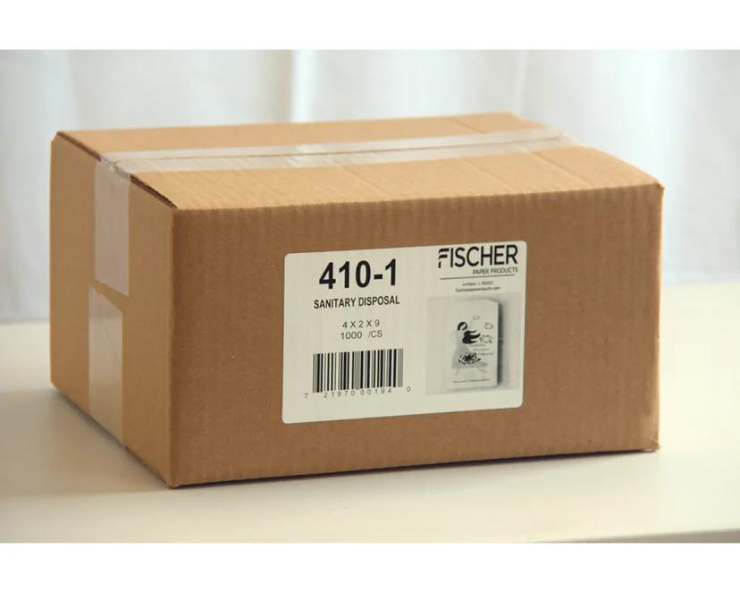 Menstrual Care Sanitary Bag 4X2X9 IN White Blue Bleached Kraft Paper Printed 1000/Case