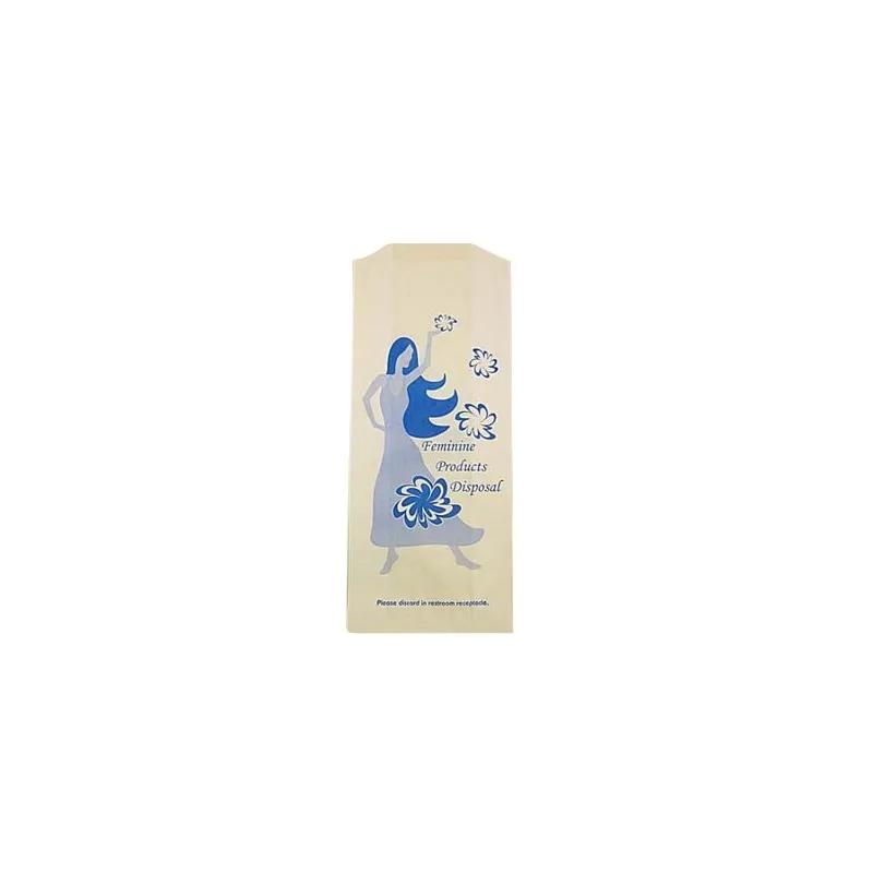 Menstrual Care Sanitary Bag 4X2X9 IN White Blue Bleached Kraft Paper Printed 1000/Case