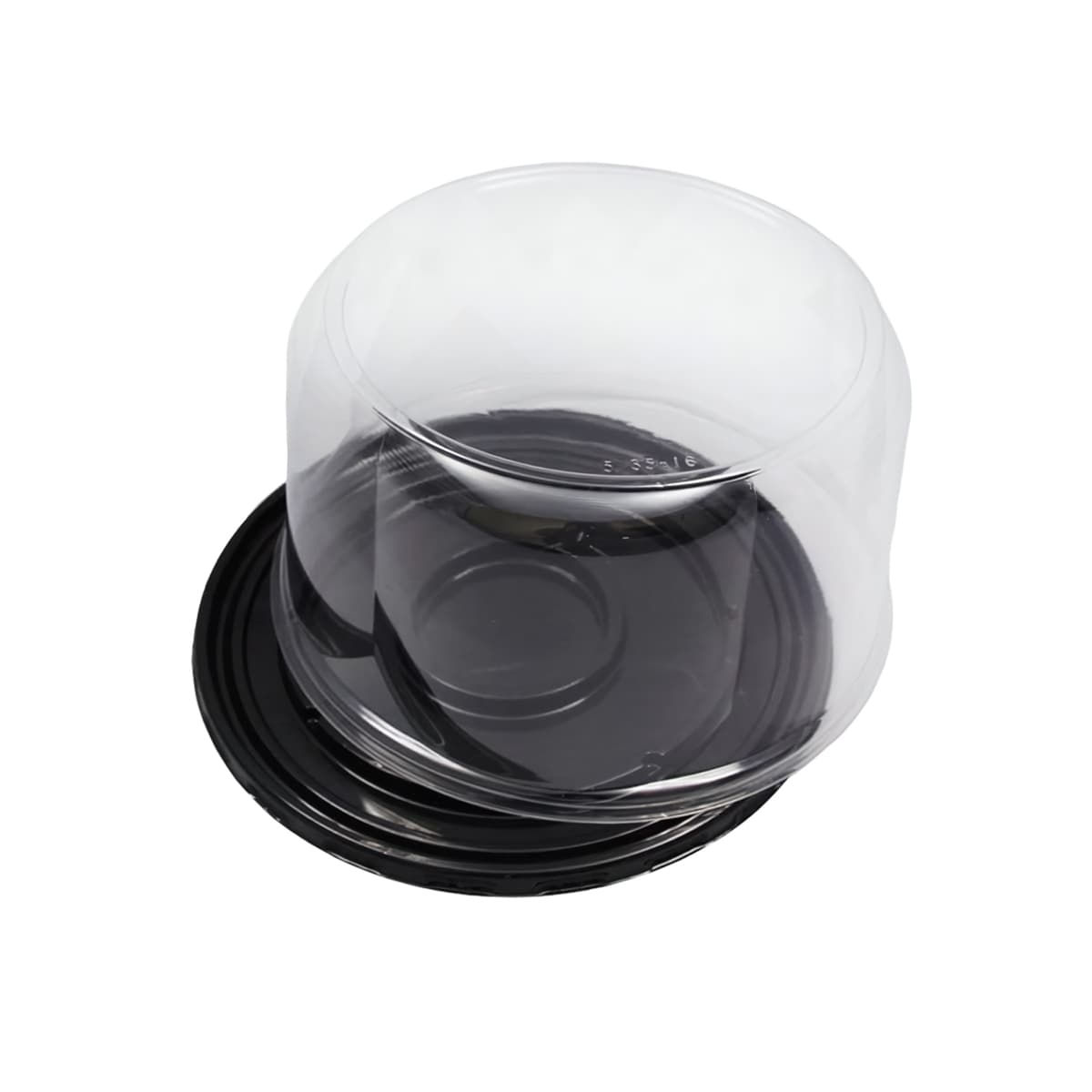 DisplayCake® Bakery Container & Lid Combo With High Dome Lid 8 IN PET Black Clear Round 100 Count/Case 16 Cases/Pallet