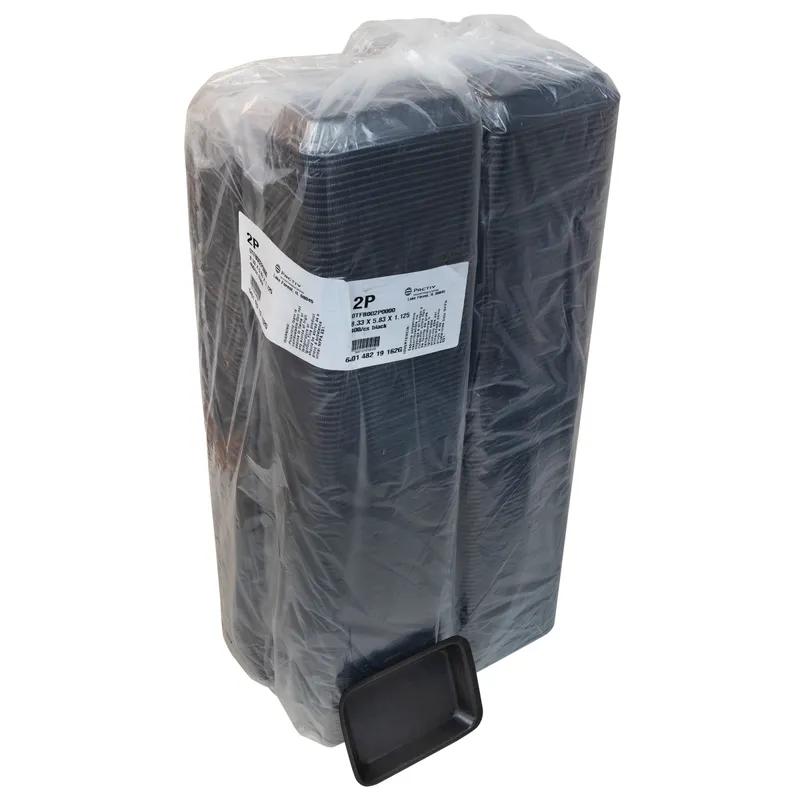 2P Produce Tray 8.33X5.83X1.125 IN Polystyrene Foam Black Rectangle Heavy 400/Case