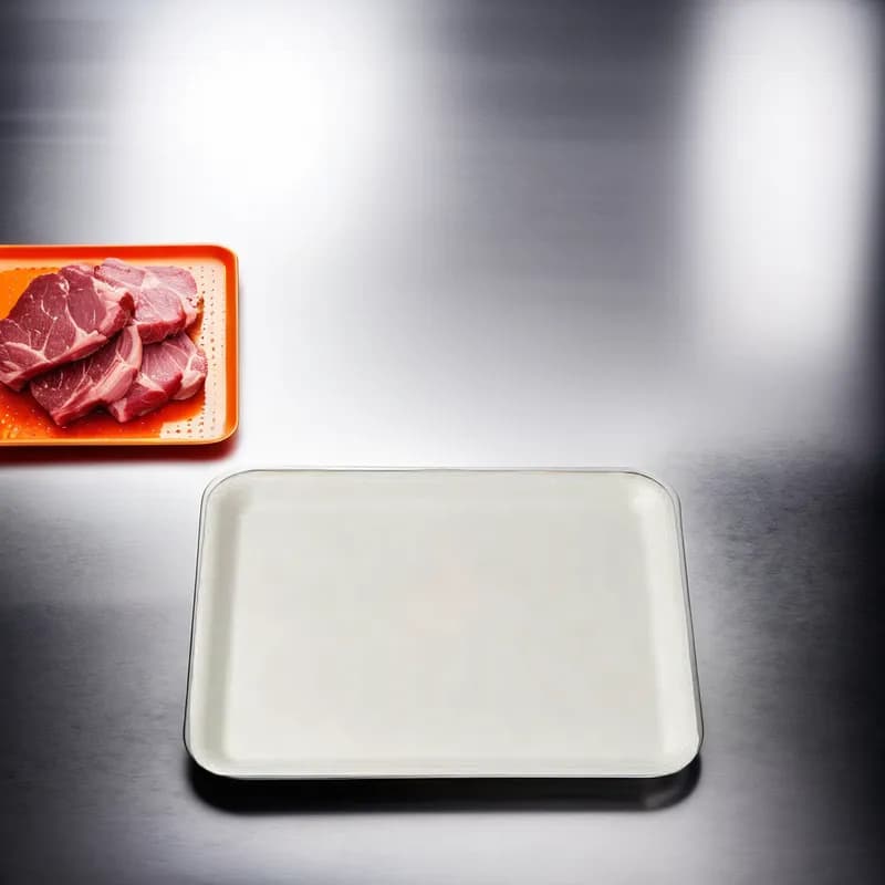 1014 Meat Tray 9.75X14X1 IN Polystyrene Foam White Rectangle 100/Case