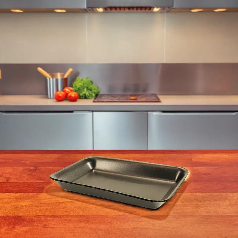 2 Meat Tray 5.75X8.25X1 IN Polystyrene Foam Deep Black Rectangle 500/Case