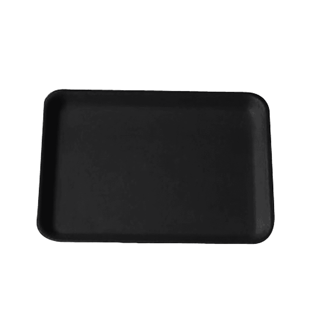 4S Meat Tray 7.25X9.25X0.63 IN Polystyrene Foam Black Rectangle 500/Case