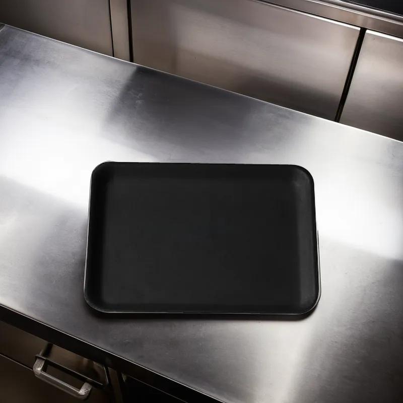4S Meat Tray 7.25X9.25X0.63 IN Polystyrene Foam Black Rectangle 500/Case