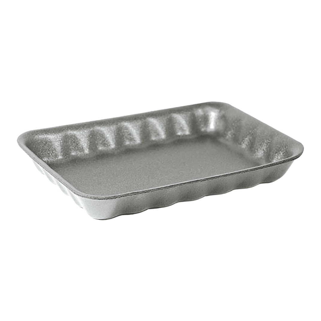 4P Meat Tray 6.75X9.25X1.31 IN Polystyrene Foam Black Rectangle 500/Bundle