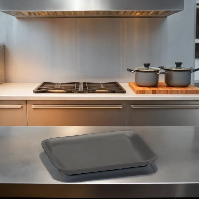 10S Meat Tray 5.88X10.75X0.63 IN Polystyrene Foam Black Rectangle 500/Case