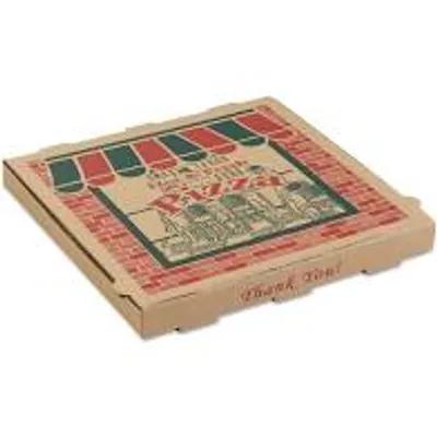 Pizza Box 14X14X2 IN Corrugated Cardboard Kraft Stock Print Fluted B-Flute 50/Bundle