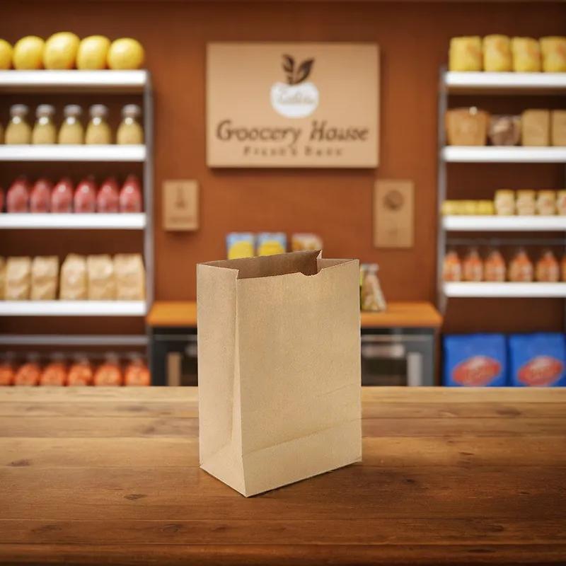 Grocery Bag 1/6 BBL Paper 40/40# With Self-Opening (SOS) Closure Duplex 400/Bundle