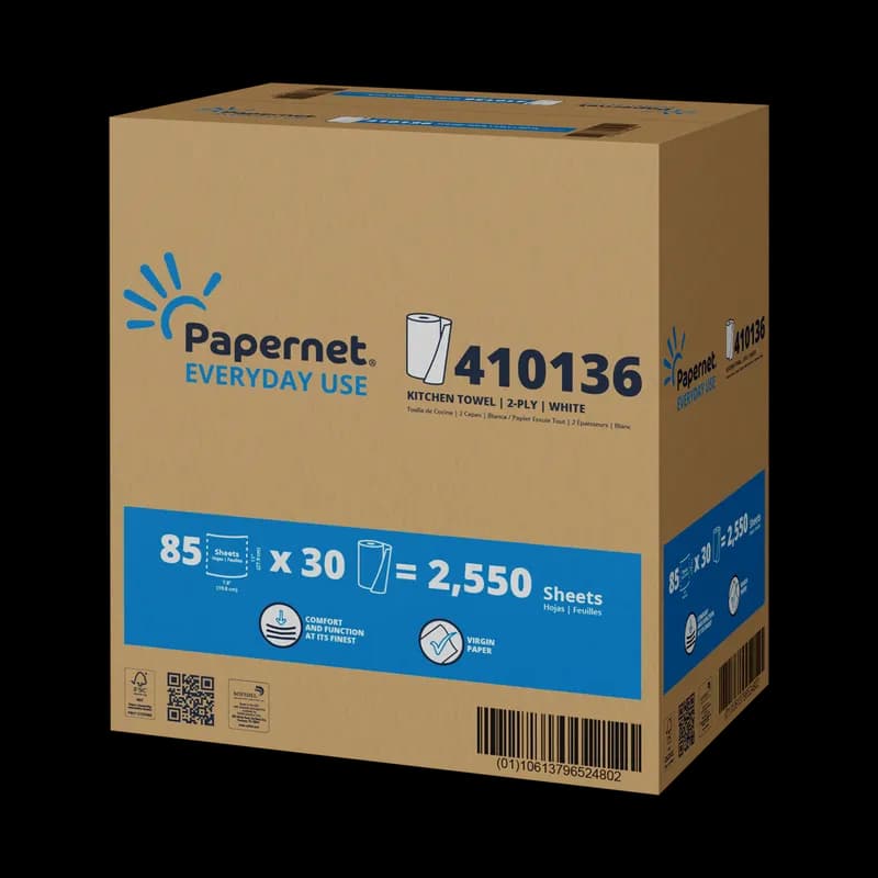 Papernet Everyday Use Household & Kitchen Roll Paper Towel 2PLY 85 Sheets/Roll 30 Rolls/Case 2550 Sheets/Case