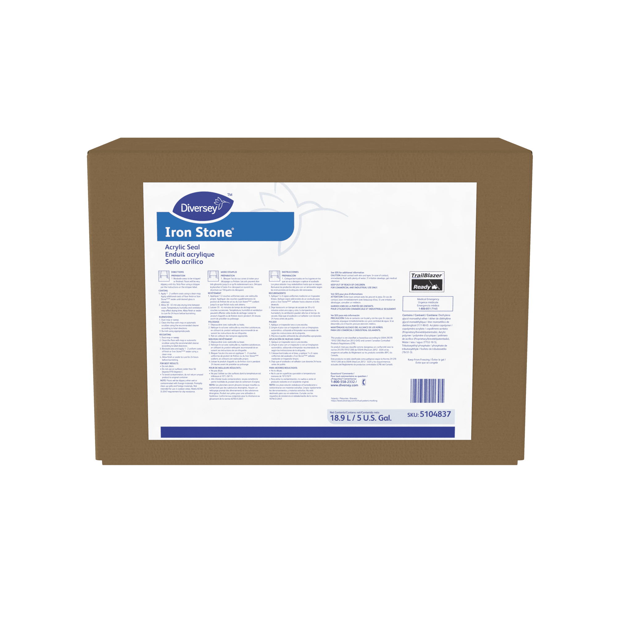 Iron Stone® Floor Sealer 5 GAL Liquid RTU Bag-in-Box (BIB) Acrylic 1/Case