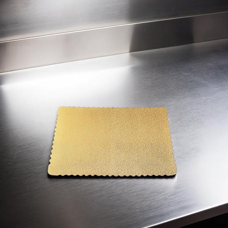 Goldwhen Cake Board 1/2 Size 18.75X13.75 IN Corrugated Paperboard Gold Scalloped 25/Case