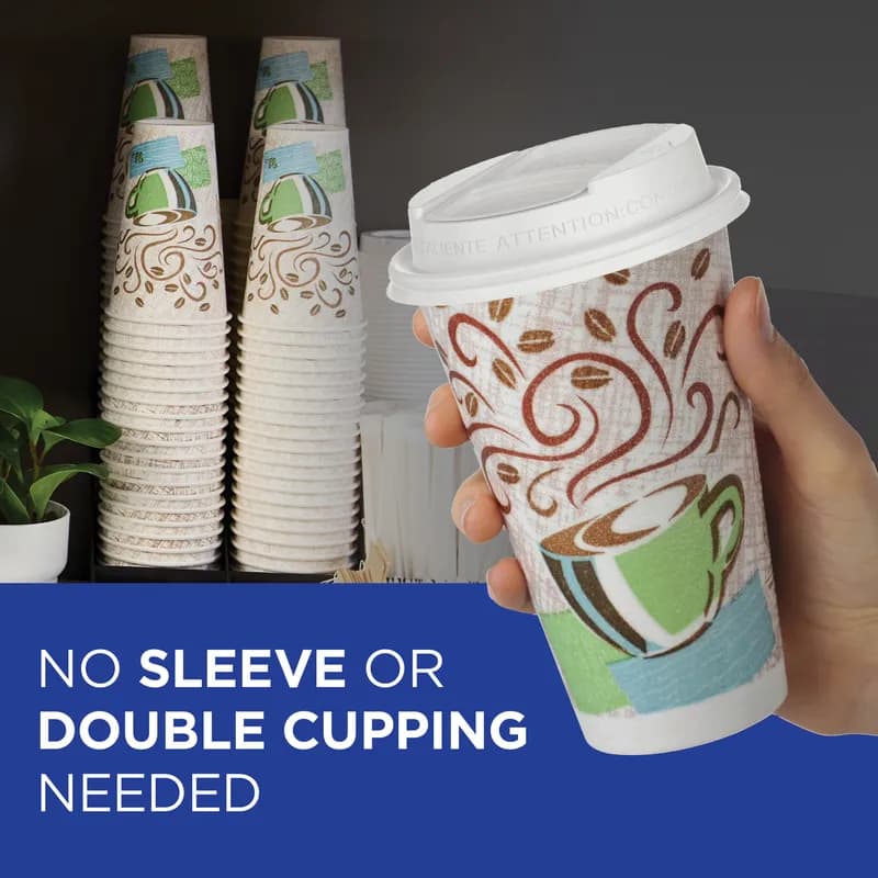 Dixie® Perfect Touch Hot Cup Insulated 16 OZ Double Wall Poly-Coated Paper Multicolor Coffee Haze 1000/Case