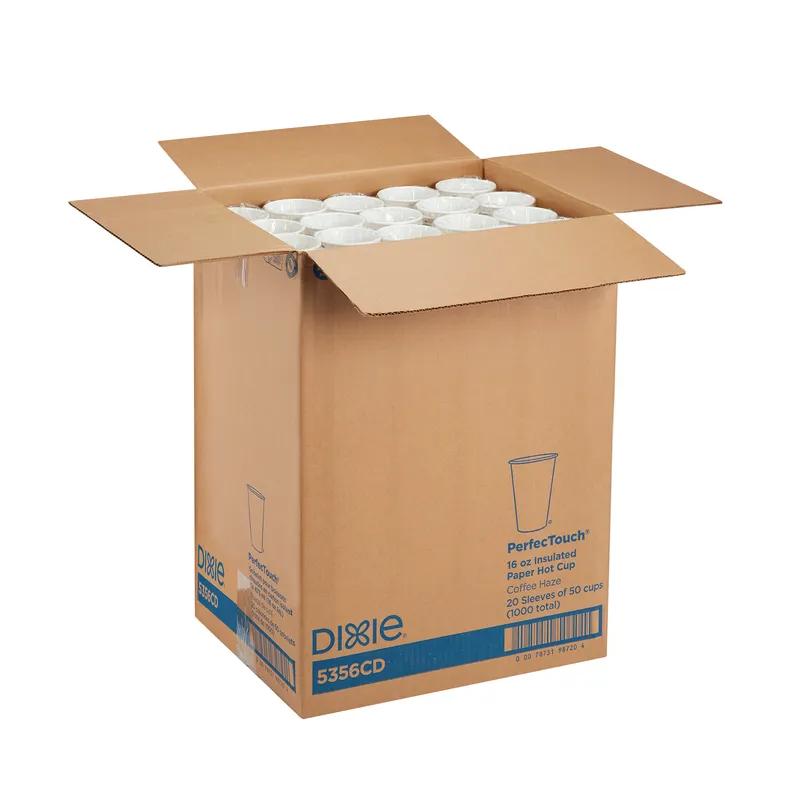 Dixie® Perfect Touch Hot Cup Insulated 16 OZ Double Wall Poly-Coated Paper Multicolor Coffee Haze 1000/Case