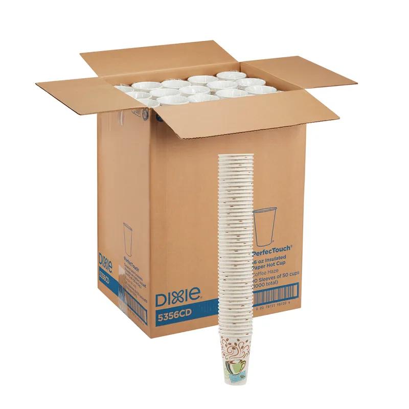 Dixie® Perfect Touch Hot Cup Insulated 16 OZ Double Wall Poly-Coated Paper Multicolor Coffee Haze 1000/Case