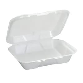 Take-Out Container Hinged With Dome Lid 8.44X7.63X2.38 IN Polystyrene Foam White Rectangle 200/Case
