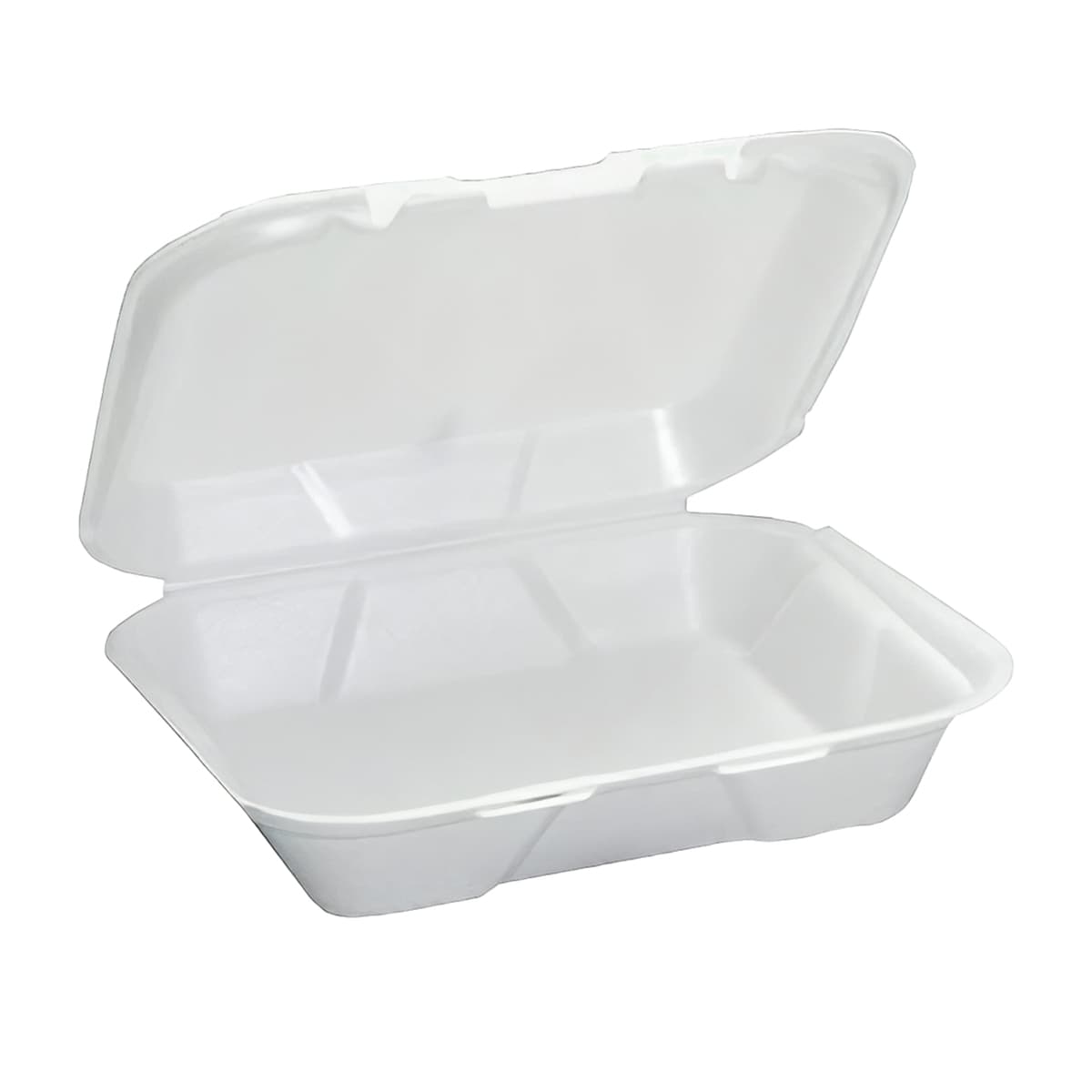 Take-Out Container Hinged With Dome Lid 8.44X7.63X2.38 IN Polystyrene Foam White Rectangle 200/Case