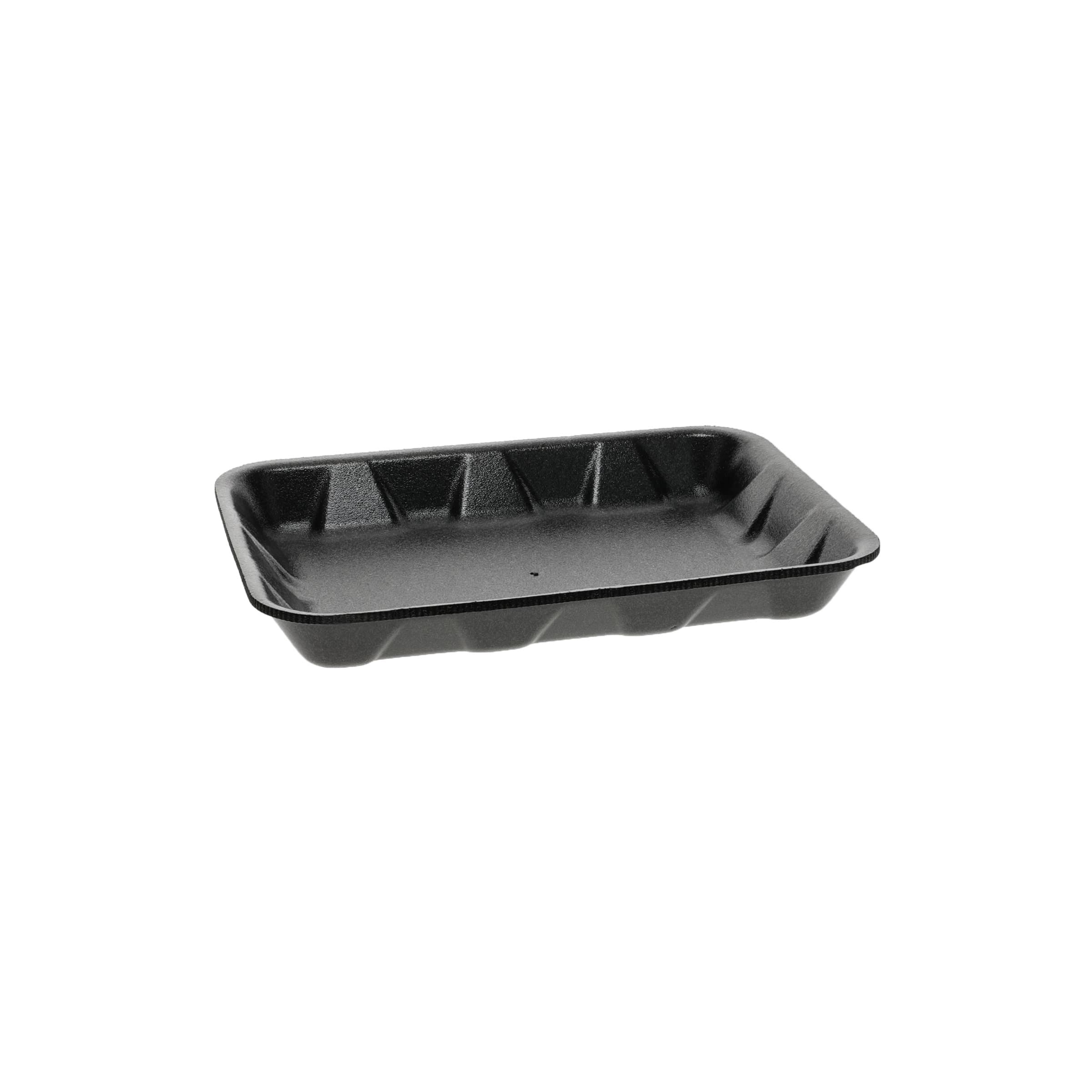 4D1 Supermarket Tray 9.25X7X1.25 IN Polystyrene Foam Black Rectangle Heavy 400/Case