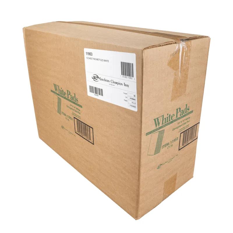 1/2 Sheet Cake Cake Pad 19X14 IN Corrugated Cardboard White Smooth 50/Bundle