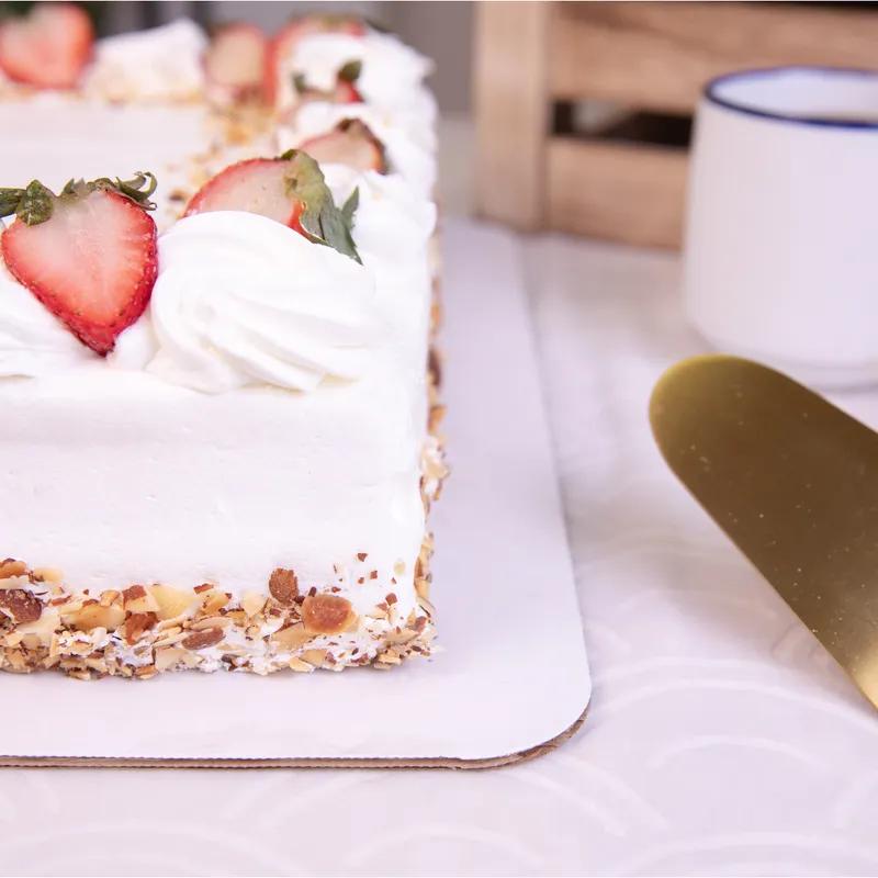 1/2 Sheet Cake Cake Pad 19X14 IN Corrugated Cardboard White Smooth 50/Bundle