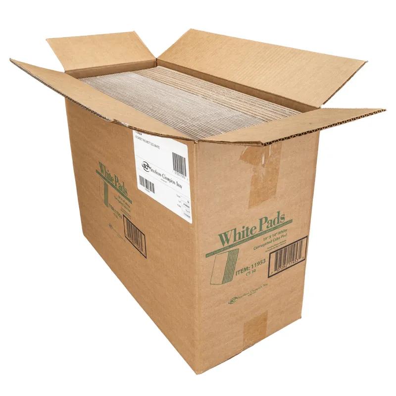 1/2 Sheet Cake Cake Pad 19X14 IN Corrugated Cardboard White Smooth 50/Bundle