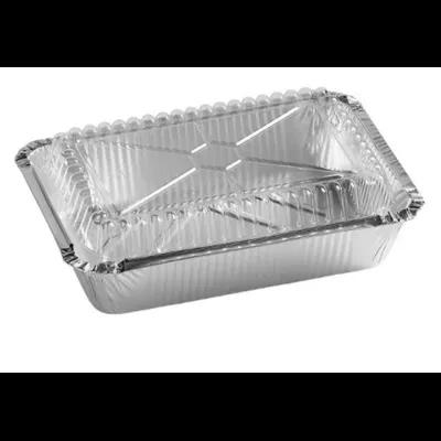Take-Out Container Base & Lid Combo With Dome Lid 20 OZ Aluminum Plastic Silver Clear Rectangle 150/Case