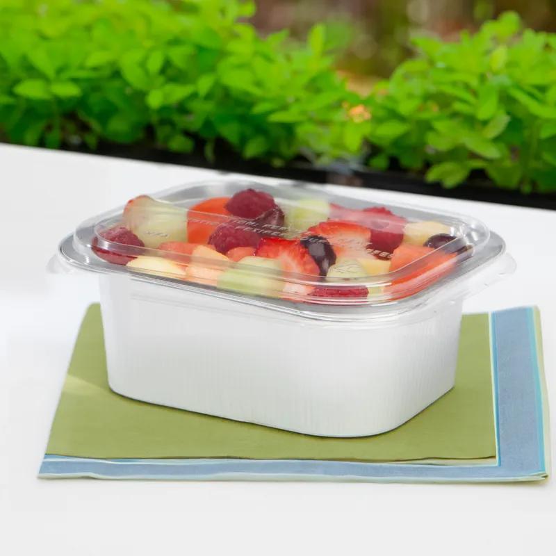 Take-Out Container Base & Lid Combo With Dome Lid 20 OZ Aluminum Plastic Silver Clear Rectangle 150/Case