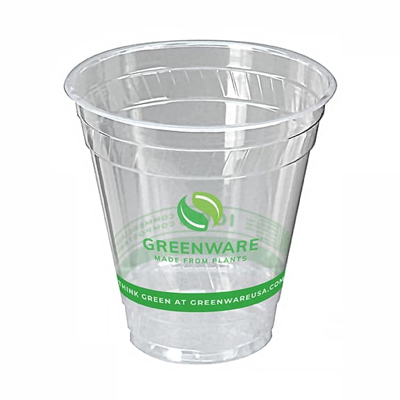 Greenware® Cold Cup 12-14 OZ PLA Clear Stock Print 98MM 1000/Case