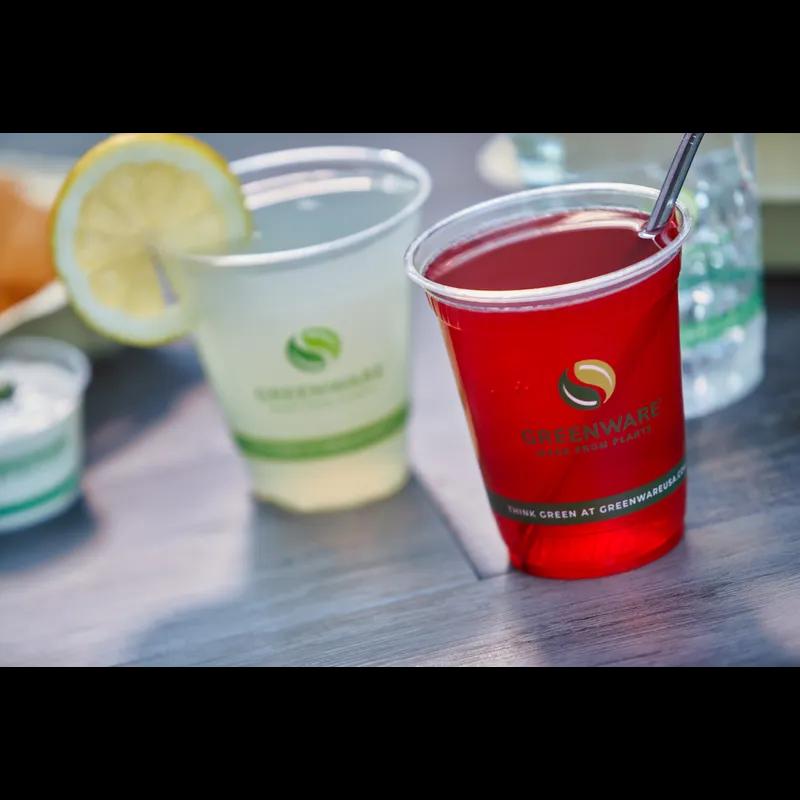 Greenware® Cold Cup 12-14 OZ PLA Clear Stock Print 98MM 1000/Case