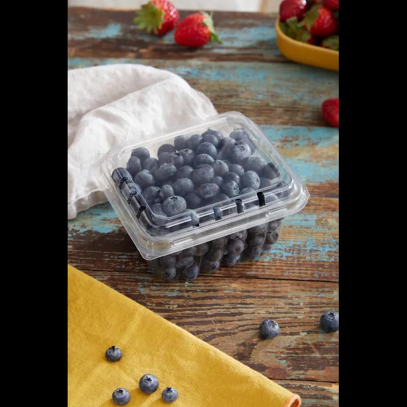 Berry Basket Hinged With Dome Lid 16 OZ PET Clear Square 516/Case