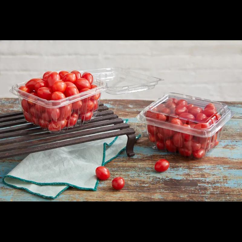 Berry Basket Hinged With Dome Lid 16 OZ PET Clear Square 516/Case